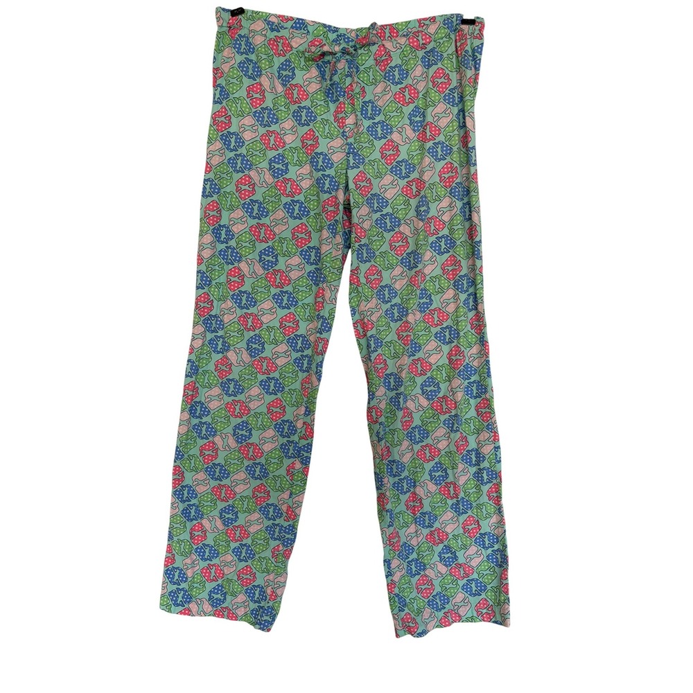 Vineyard Vines Womens Whale All Over Small Pajama Pants Mint Green Cotton Lounge - Picture 2 of 7